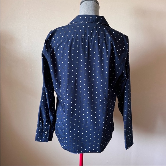Lands end blue cotton polka dot button up shirt - Picture 5 of 11